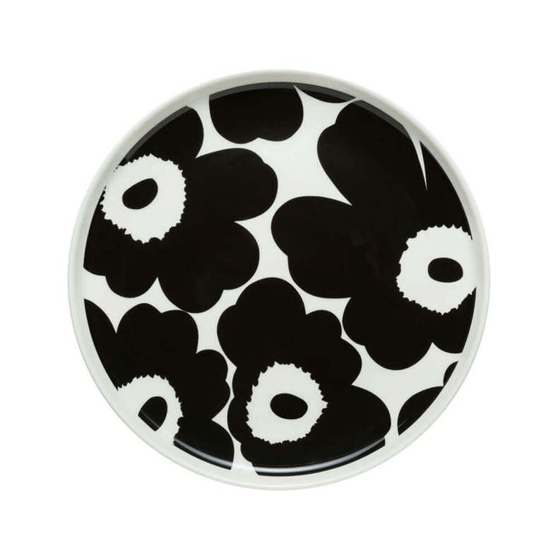 Marimekko Oiva / Unikko Black and White Poppy Circular Plate 20cm